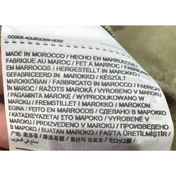 MNG Cropped Utility Shirt Green Womens Size XS Oversized Frayed Hem Button Front - Picture 8 of 9